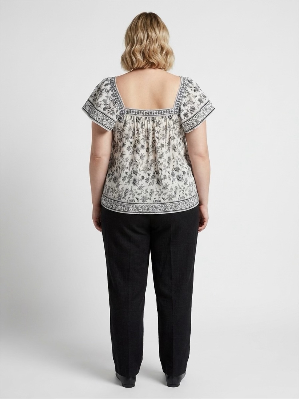 Max Studio London NWT Floral Square-Neck Blouse | Size Large - Picture 4 of 7